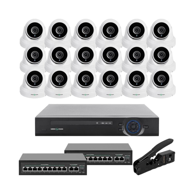 Комплект відеоспостереження GreenVision на 18 камер GV-IP-K-W85/18 5MP