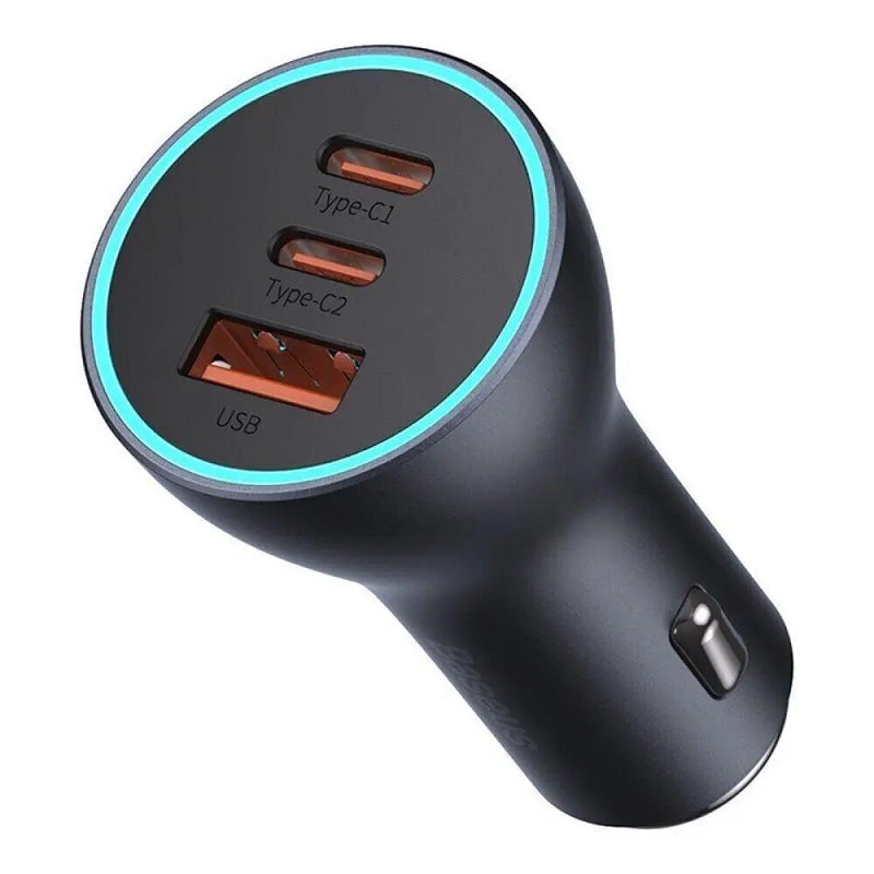 Автомобільний зарядний пристрій Baseus Golden Contactor Pro Triple Fast Charger Car Charger 65W U+C+C Dark Gray (CGJP010013)