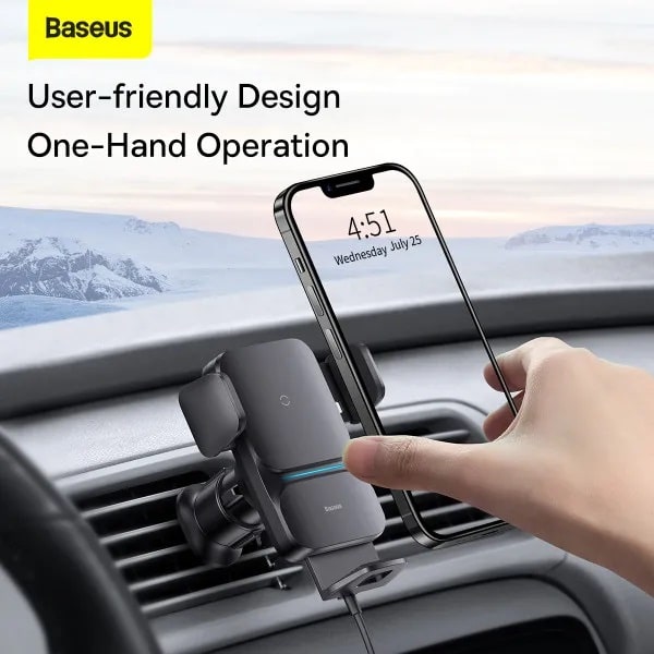 Автомобильный держатель с беспроводной зарядкой Baseus Wisdom Auto Alignment 15W Black (CGZX000001) - фото 2