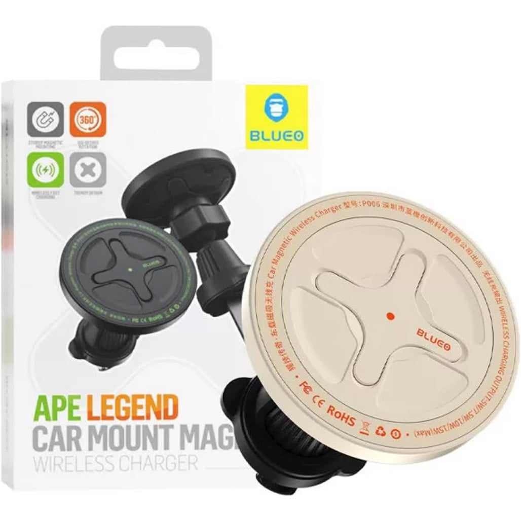 Автомобільний тримач із бездротовою зарядкою Blueo Ape Legend with MagSafe (white) - фото 1 Автомобільний тримач із бездротовою зарядкою Blueo Ape Legend with MagSafe (white) - фото 1
