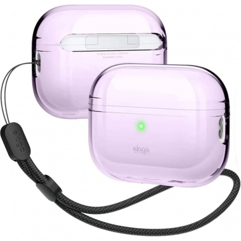Чехол Elago Clear Case with Nylon Lanyard Lavender for Airpods Pro 2nd Gen (EAPP2CL-BA+ROSTR-LV) - фото 2