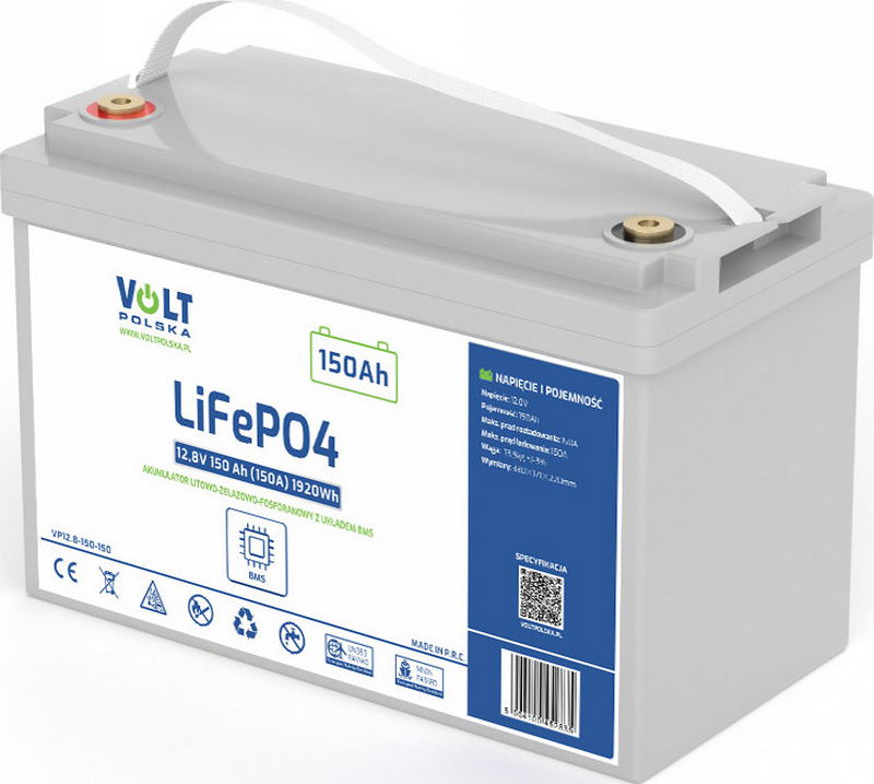 Аккумулятор для ИБП/инвертора Volt Polska LiFePO4 12,8V 150Ah 150A + BMS (6AKLI15112)