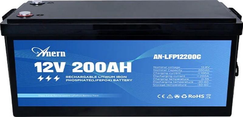 Акумулятор ANERN AN-LFP12200C + bluetooth LiFePO4 2.56 кВт*год 12V