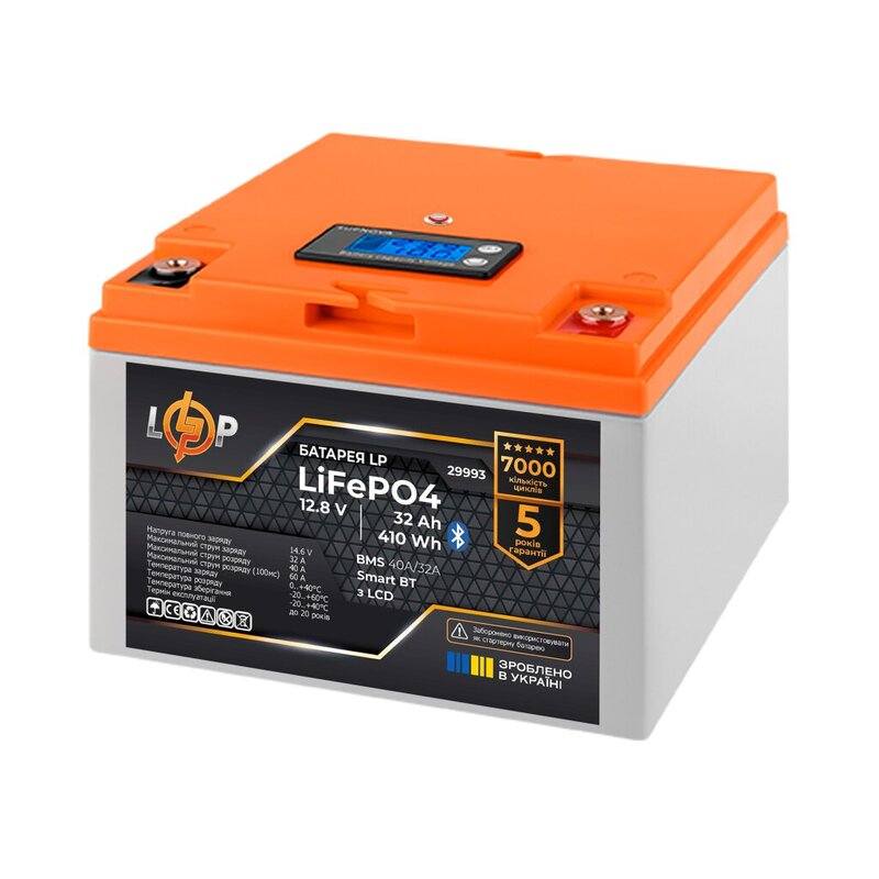 Акумулятор для ДБЖ LogicPower LiFePO4 12,8V -32 Ah LCD Smart BT (29993) - фото 1