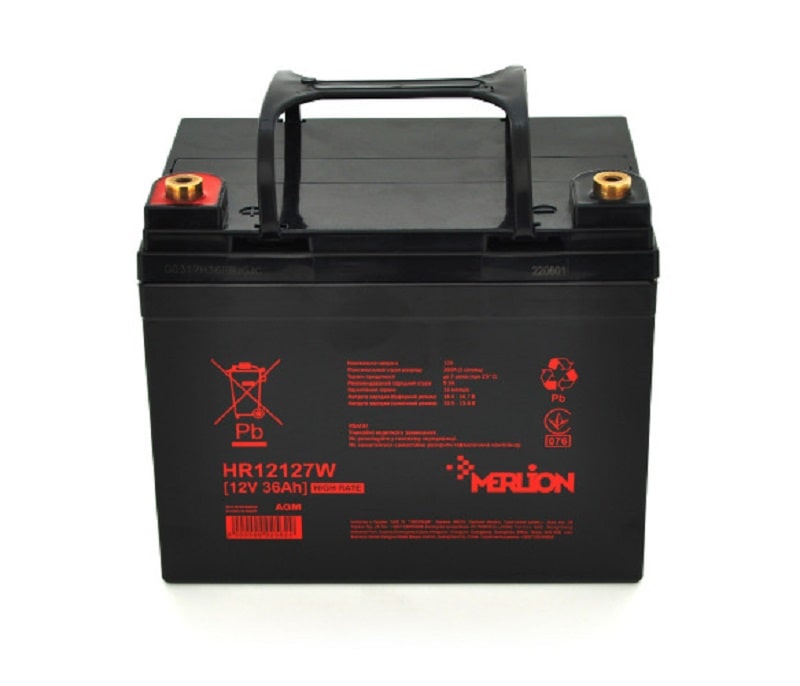 Акумуляторна батарея MERLION HR12127W, 12V 36Ah Black