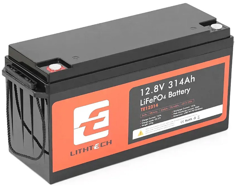 Акумулятор Lithtech TE12314BH + Bluetooth LiFePO4 12,8V 314Ah, 3,14kWh, BMS200A@4S, 6000 cycles