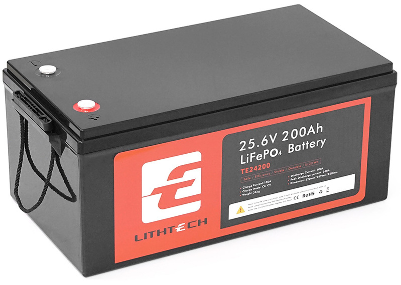 Акумуляторна батарея LITHTECH TE24200B + Bluetooth LiFePO4 25,6V 200Ah, 5.12kWh, BMS200A@4S, 6000 cycles