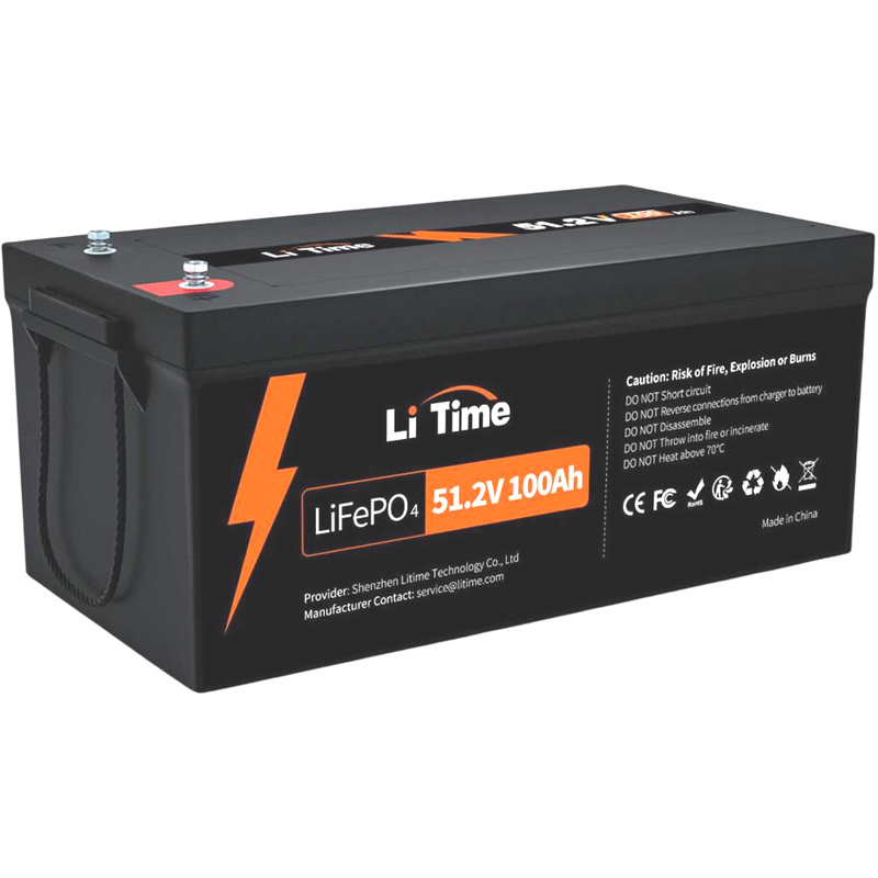 Аккумулятор LiTime LiFePO4 BASIC 51,2V 100Ah 5120Wh (100/100A), заряд 57.6В/12А, (520 x 269 x 220мм) , 36.4kg, Q1