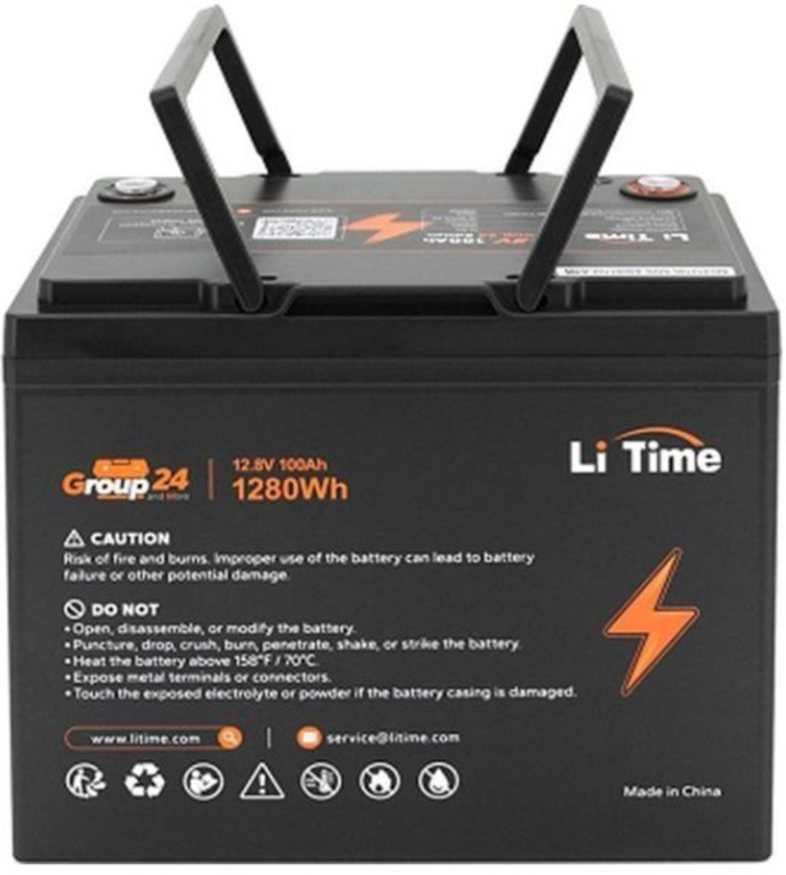 Аккумулятор LiFePo4 Litime 12.8V-100Ah 1280Wh (Li-Time-GR24-12.8-100) - фото 1 Аккумулятор LiFePo4 Litime 12.8V-100Ah 1280Wh (Li-Time-GR24-12.8-100) - фото 1