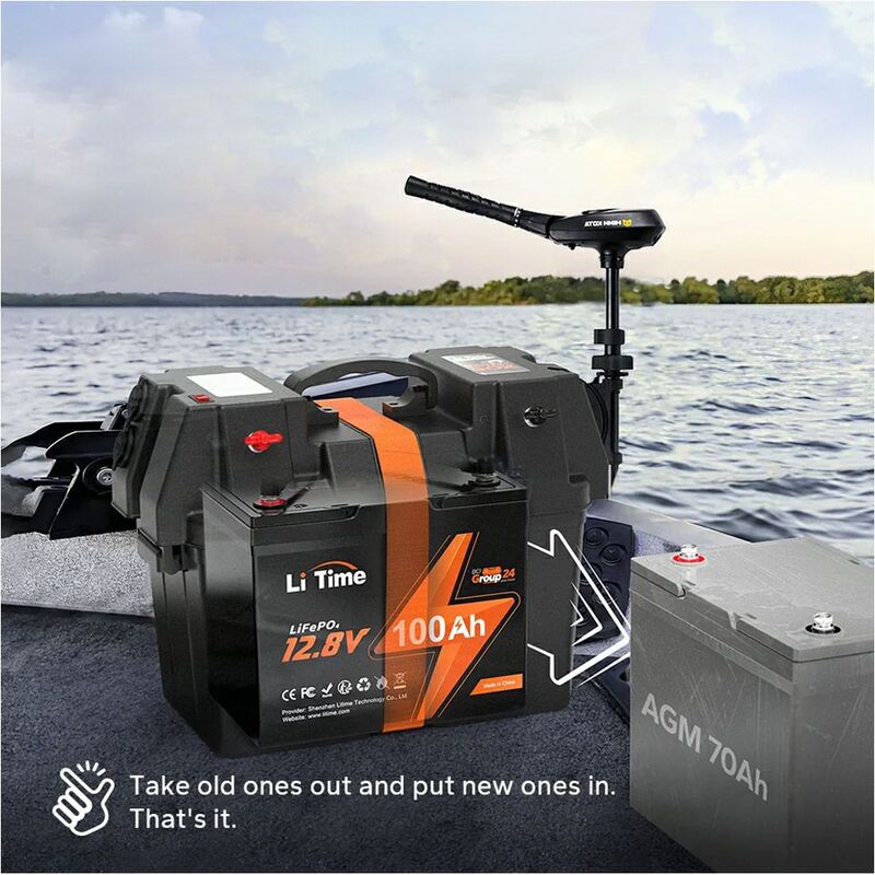 Аккумулятор LiFePo4 Litime 12.8V-100Ah 1280Wh (Li-Time-GR24-12.8-100) - фото 2 Аккумулятор LiFePo4 Litime 12.8V-100Ah 1280Wh (Li-Time-GR24-12.8-100) - фото 2