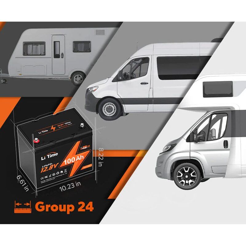 Аккумулятор LiFePo4 Litime 12.8V-100Ah 1280Wh (Li-Time-GR24-12.8-100) - фото 4 Аккумулятор LiFePo4 Litime 12.8V-100Ah 1280Wh (Li-Time-GR24-12.8-100) - фото 4