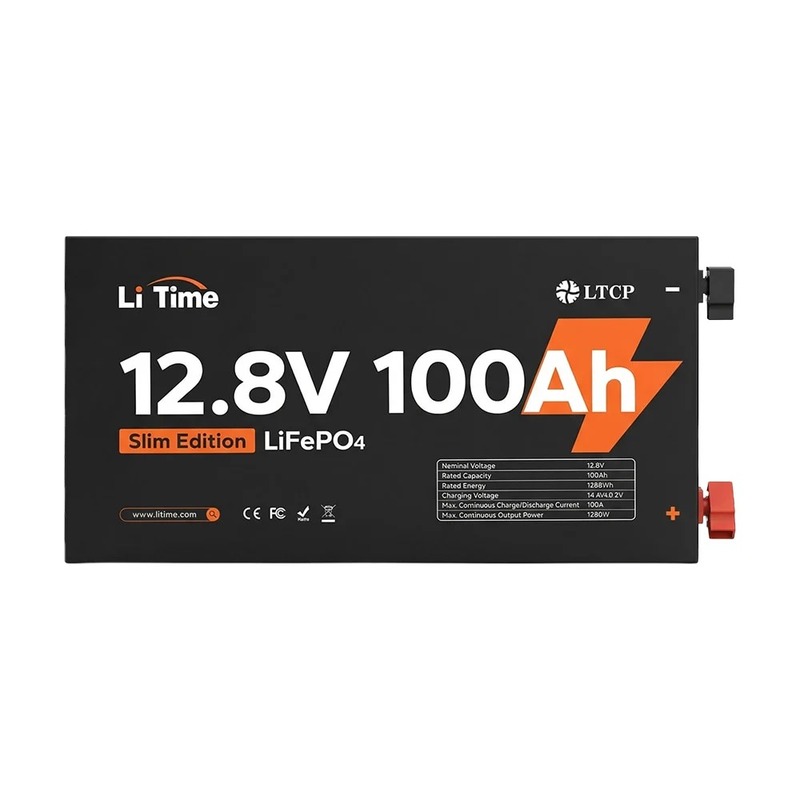 Аккумуляторная батарея 12.8В 100А*ч LiFePO4 LiTime Slim 12V100-100-SLIM-LTCP-4-SE100 ультратонкая