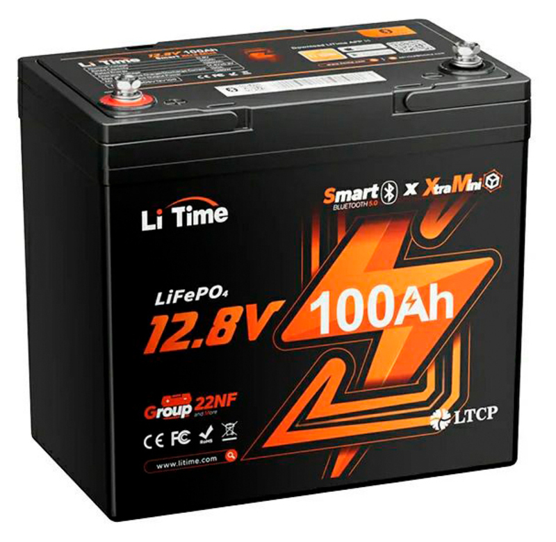 Акумуляторна батарея з Bluetooth 12.8В 100А*год LiFePO4 LiTime Xtramini L12V100-100-XTRA-MINI-BT-4-A55