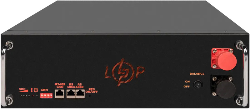 Аккумулятор LogicPower LiFePO4 51,2V - 100 Ah (5120Wh) (BMS SP 100A/50А) RM RS485/CAN LCD BL - фото 1