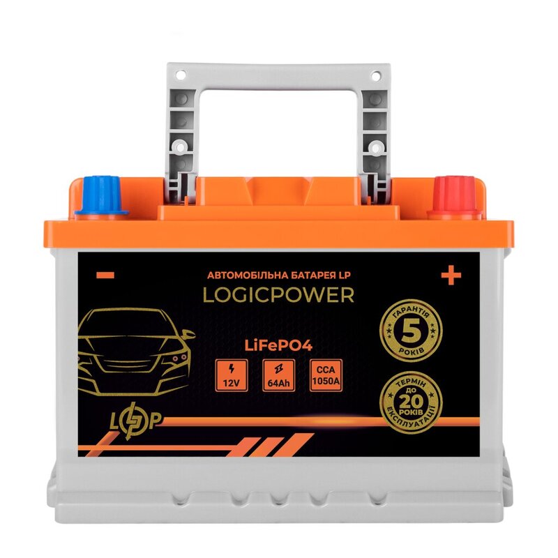 Автомобільний акумулятор LogicPower LiFePO4 12V - 64 Ah (+ праворуч) BMS 1050А (24767)