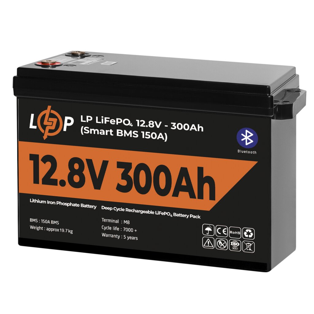 Аккумулятор LogicPower LiFePO4 12,8V 300 Ah (30383) с BT пластик - фото 1