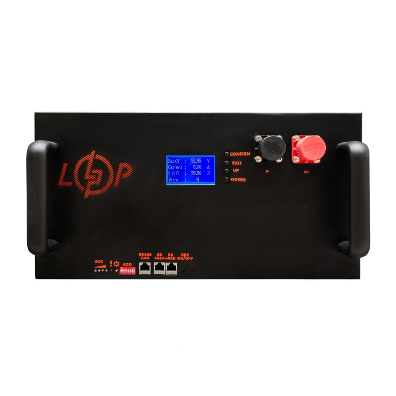 Акумулятор LogicPower LiFePO4 51,2V - 100 Ah 5120Wh Smart BMS 200A/100А с LCD метал Smart RM (23988)