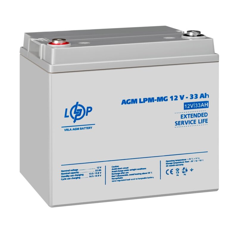 Акумулятор для ДБЖ LogicPower LPM-MG 12 - 33 AH (6558) - фото 1