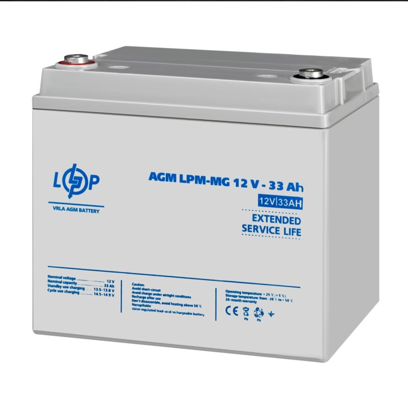 Акумулятор для ДБЖ LogicPower LPM-MG 12 - 33 AH (6558) - фото 2
