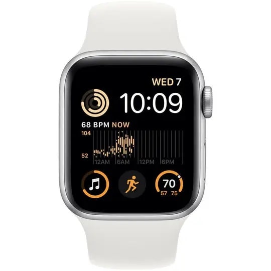 Смарт-годинник Apple Watch SE 2 GPS 44mm Silver Aluminum Case with White Sport Band (MNK23) - фото 1