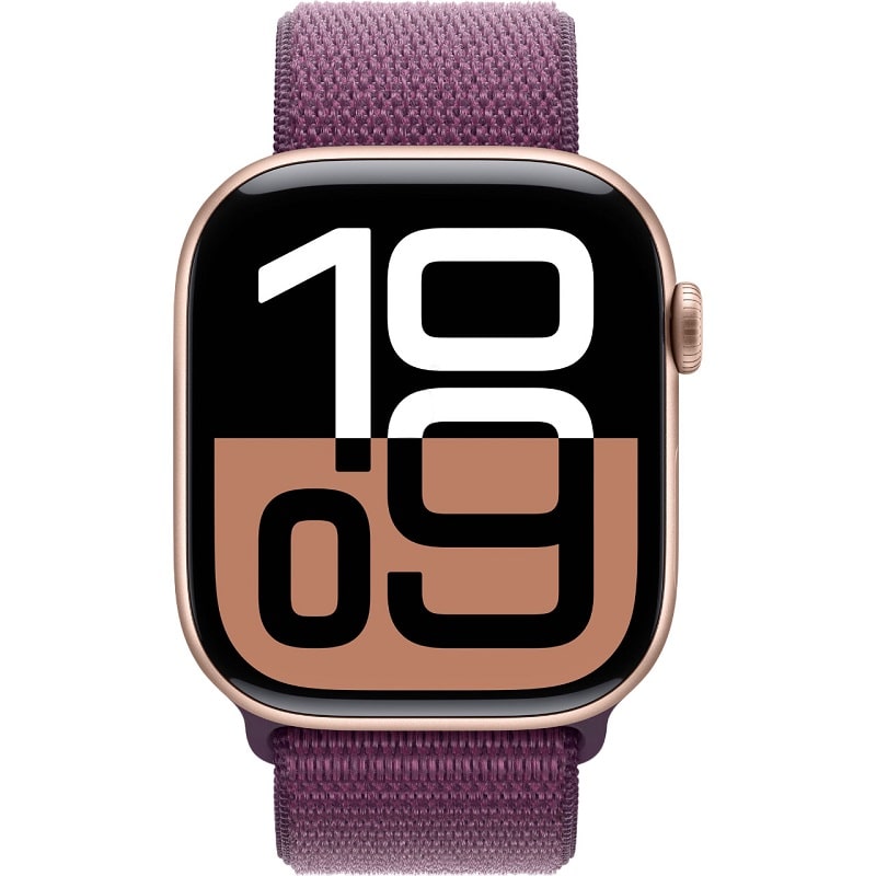 Apple Watch Series 10 GPS 46mm Rose Gold Aluminum Case w. Plum Sport Loop (MWWV3) - фото 1