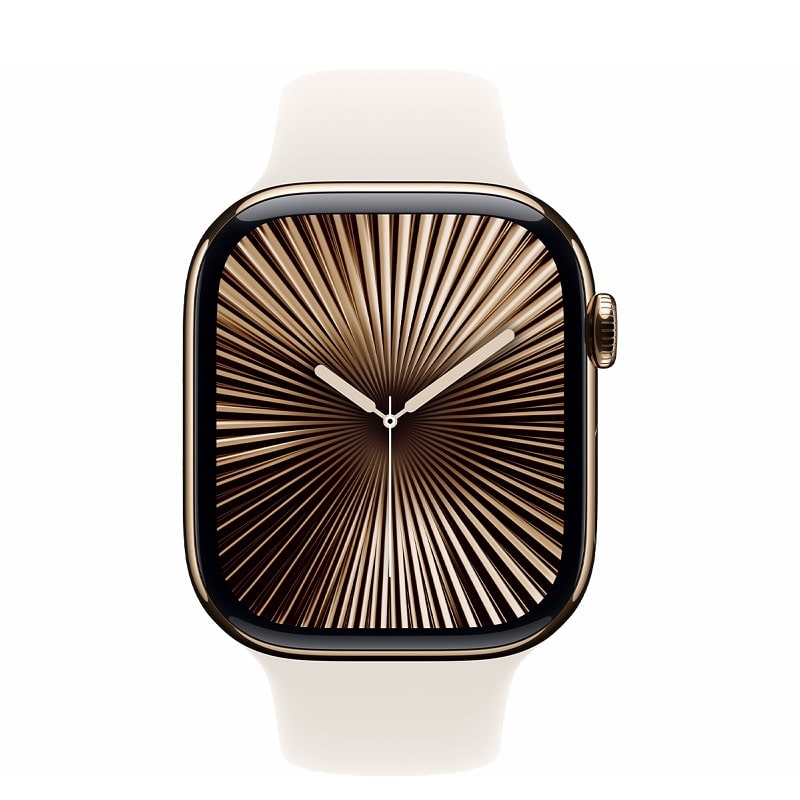 Смарт-годинник Apple Watch Series 10 GPS + Cellular 46mm Gold Titanium Case w. Starlight Sport Band - M/L (MWYY3) - фото 1