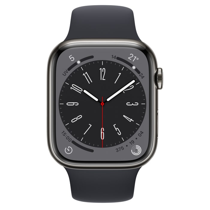 Смарт-часы Apple Watch Series 8 GPS + Cellular 45mm Graphite S. Steel Case w. Midnight S. Band (MNKU3) - фото 1