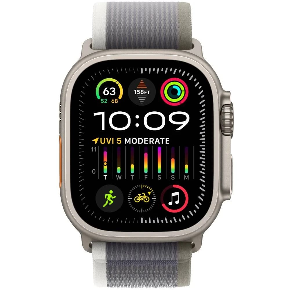 Apple Watch Ultra 2 GPS + Cellular 49mm Titanium Case with Green/Gray Trail Loop - M/L (MRF43) - фото 1