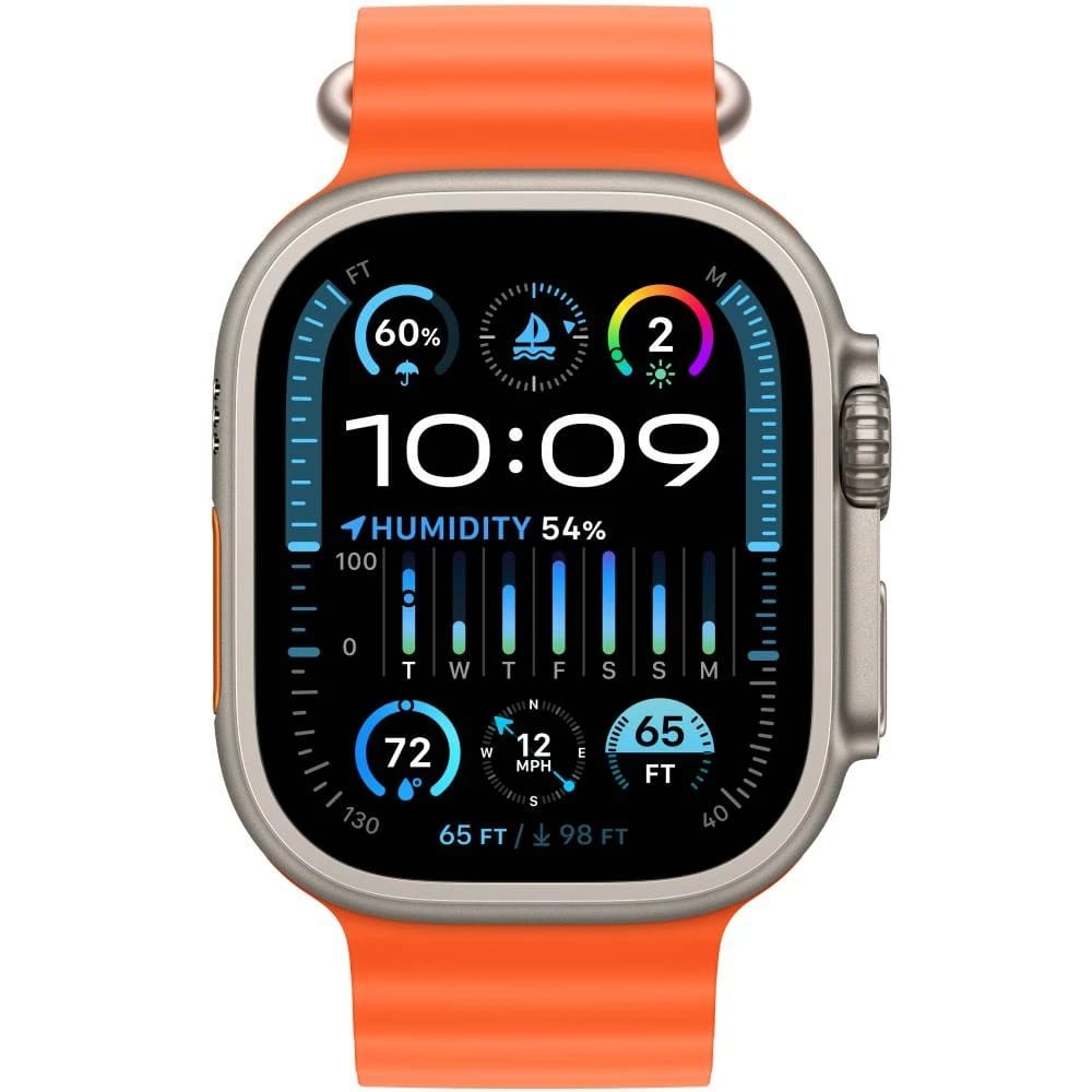 Apple Watch Ultra 2 GPS + Cellular 49mm Titanium Case with Orange Ocean Band (MREH3) - фото 1