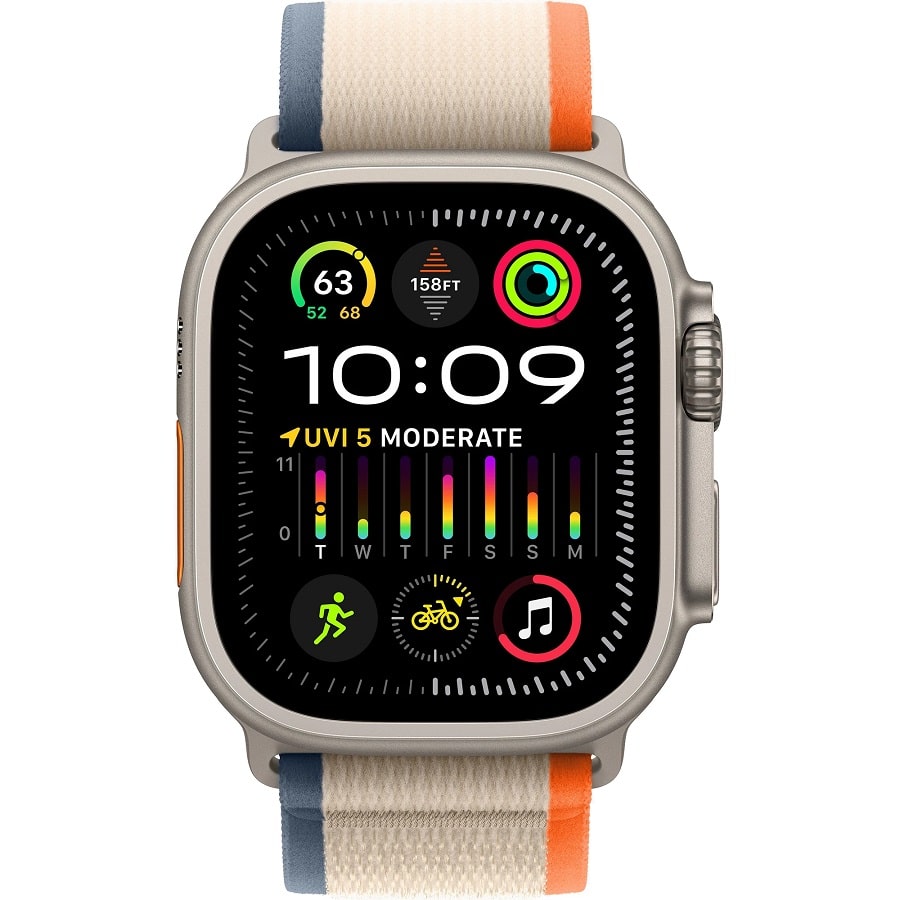 Apple Watch Ultra 2 GPS + Cellular 49mm Titanium Case with Orange/Beige Trail Loop - M/L (MRF23) - фото 1