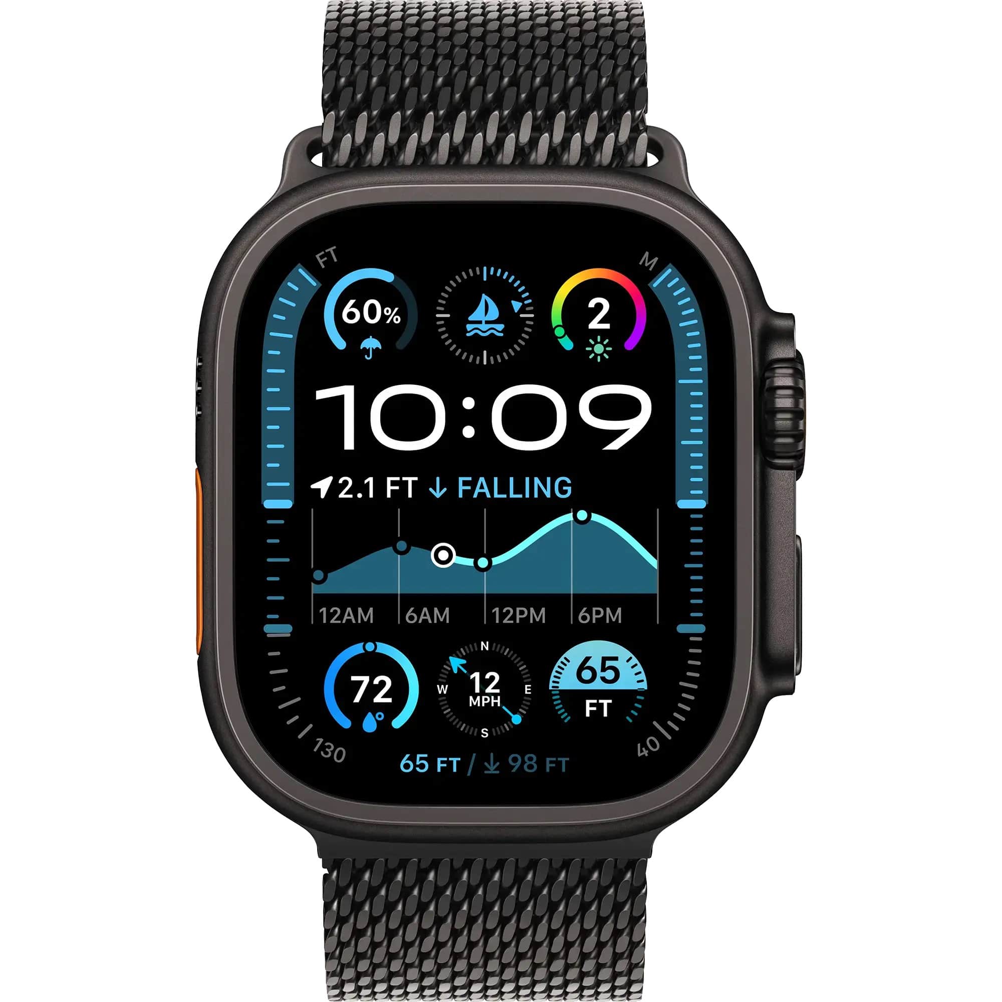 Apple Watch Ultra 2 GPS + Cellular 49mm Black Titanium Case w. Black Titanium Milanese Loop - L (MX5V3) - фото 1