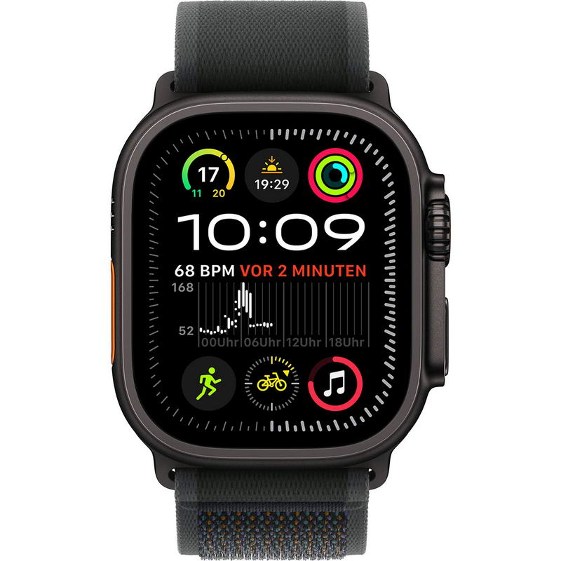 Apple Watch Ultra 2 2024 GPS + Cellular 49mm Black Titanium Case with Black Trail Loop - M/L (MX4V3) - фото 1
