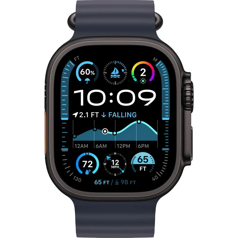 Apple Watch Ultra 2 2024 GPS + Cellular 49mm Black Titanium Case with Navy Ocean Band (MYTC3+MYPA3) - фото 1