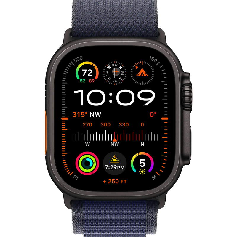 Apple Watch Ultra 2 2024 GPS + Cellular 49mm Black Titanium Case with Navy Alpine Loop - Medium (MYTF3+MYPX3) - фото 1