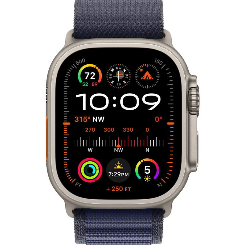 Apple Watch Ultra 2 2024 GPS + Cellular 49mm Natural Titanium Case with Navy Alpine Loop - Large (MYT33+MXN03) - фото 1