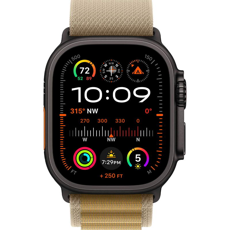 Apple Watch Ultra 2 2024 GPS + Cellular 49mm Black Titanium Case with Tan Alpine Loop - Large (MYTF3+MYQ23) - фото 1