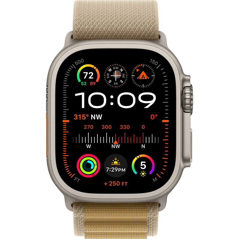 Apple Watch Ultra 2 2024 GPS + Cellular 49mm Natural Titanium Case with Tan Alpine Loop - Small (MX4E3) - фото 1