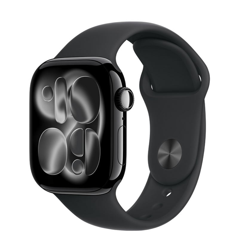 Apple Watch Series 11 GPS 42mm Jet Black Aluminum Case with Black Sport Band - S/M (MEQT4)