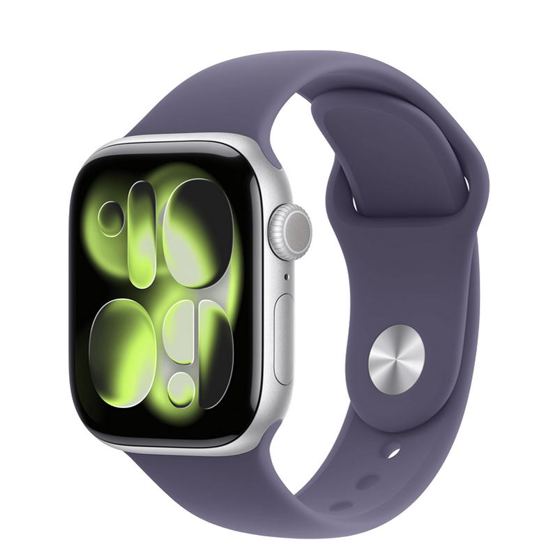 Apple Watch Series 11 GPS 42mm Silver Aluminum Case with Purple Fog Sport Band - S/M (MEU64)