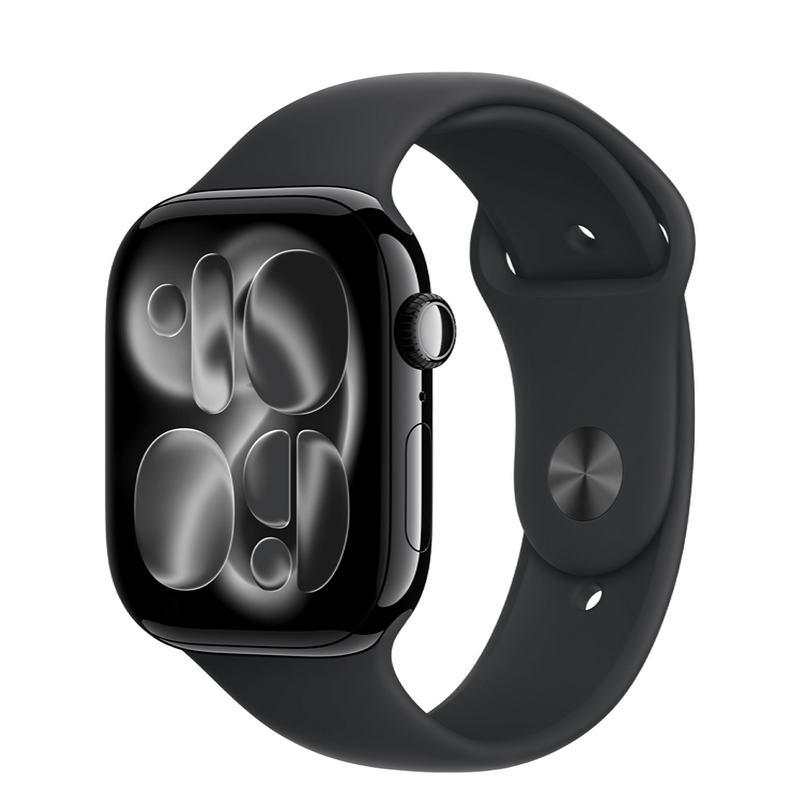 Apple Watch Series 11 GPS 46mm Jet Black Aluminum Case with Black Sport Band - M/L (MEUX4)