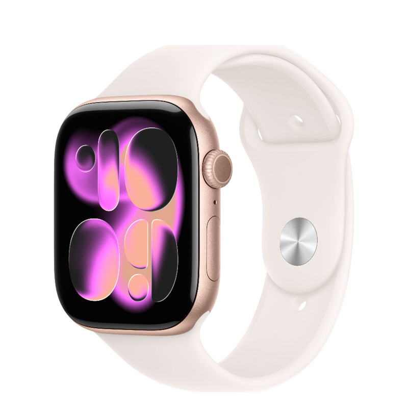 Apple Watch Series 11 GPS 46mm Rose Gold Aluminum Case with Light Blush Sport Band - M/L (MEV74)