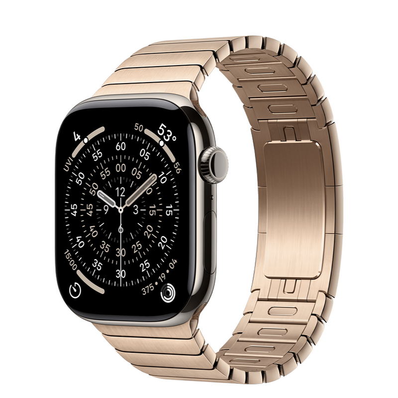 Apple Watch Series 11 GPS + Cellular 46mm Natural Titanium Case with Gold Link Bracelet (MFAY4+MXMH3)