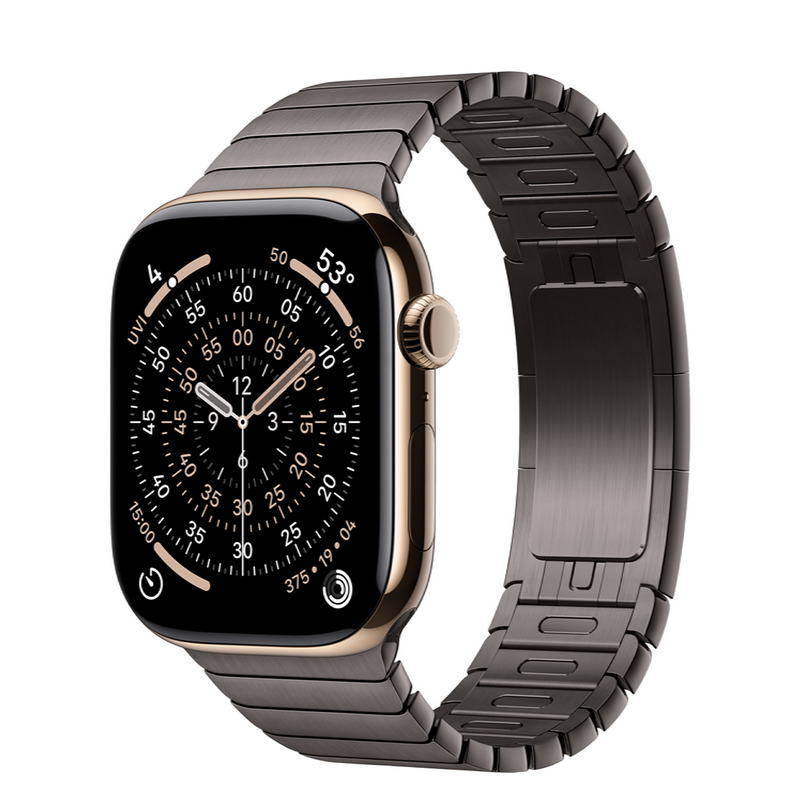 Apple Watch Series 11 GPS + Cellular 46mm Gold Titanium Case with Slate Link Bracelet (MFC34+MXMK3)