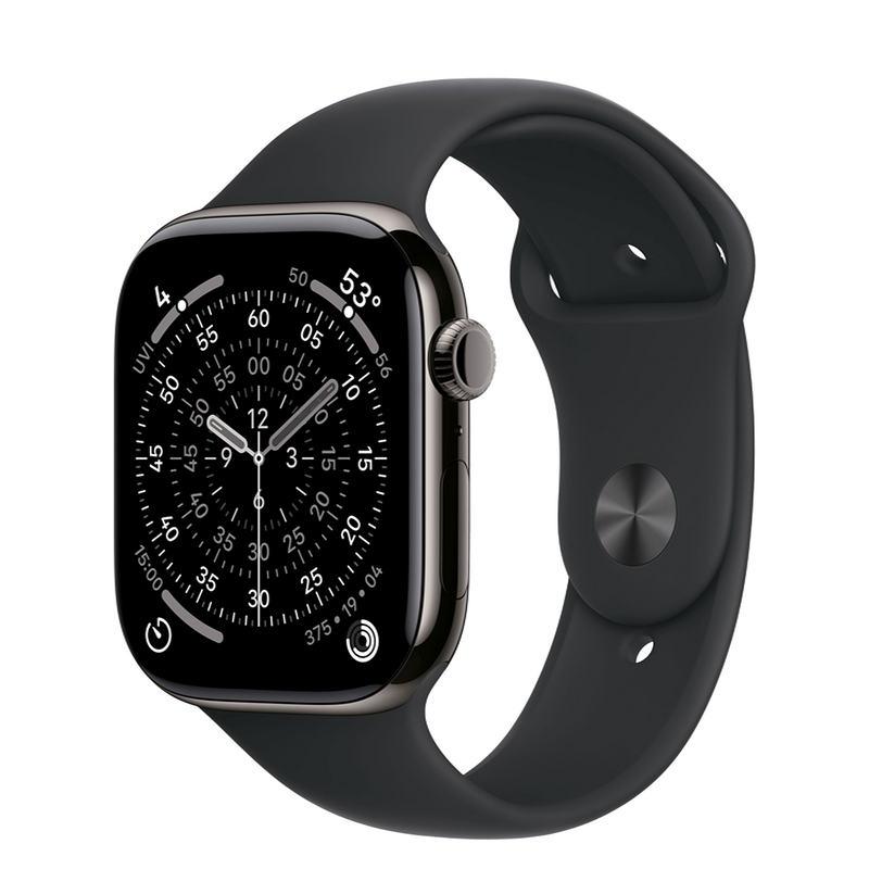 Apple Watch Series 11 GPS + Cellular 46mm Slate Titanium Case with Black Sport Band - M/L (MFD24)