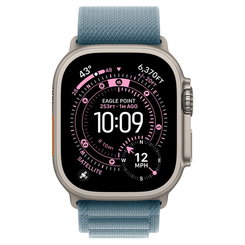 Apple Watch Ultra 3 GPS + Cellular 49mm Natural Titanium Case with Light Blue Alpine Loop - Small (MEWK4) - фото 1