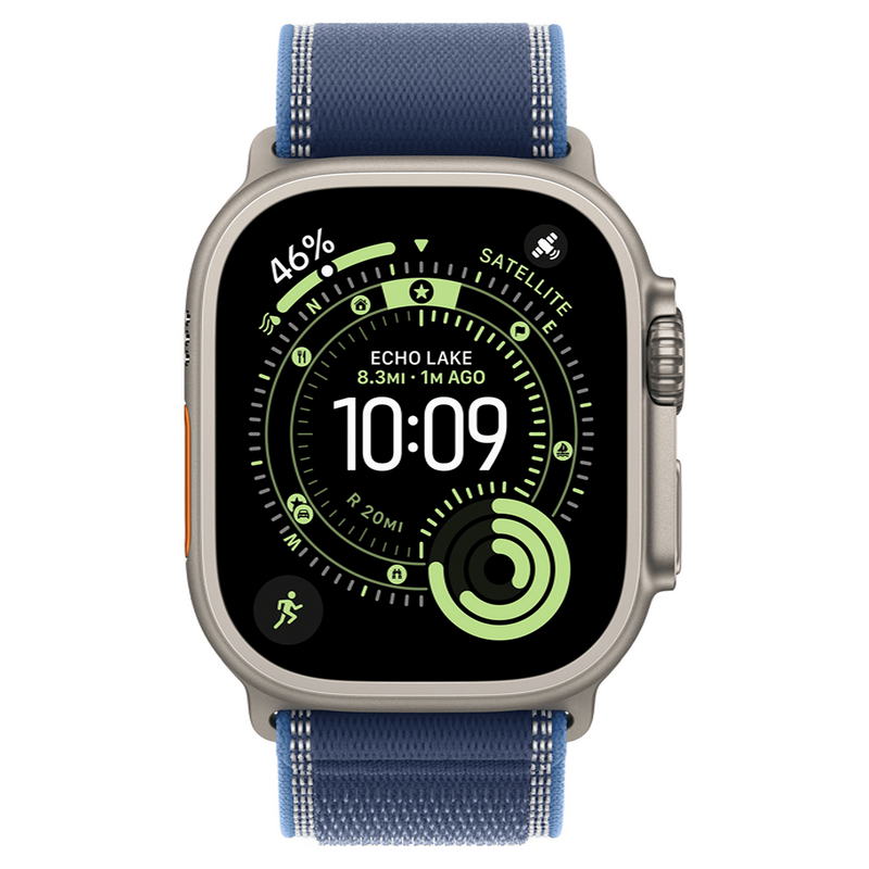 Apple Watch Ultra 3 GPS + Cellular 49mm Natural Titanium Case with Blue/Bright Blue Trail Loop - S/M (MEWR4) - фото 1 Apple Watch Ultra 3 GPS + Cellular 49mm Natural Titanium Case with Blue/Bright Blue Trail Loop - S/M (MEWR4) - фото 1