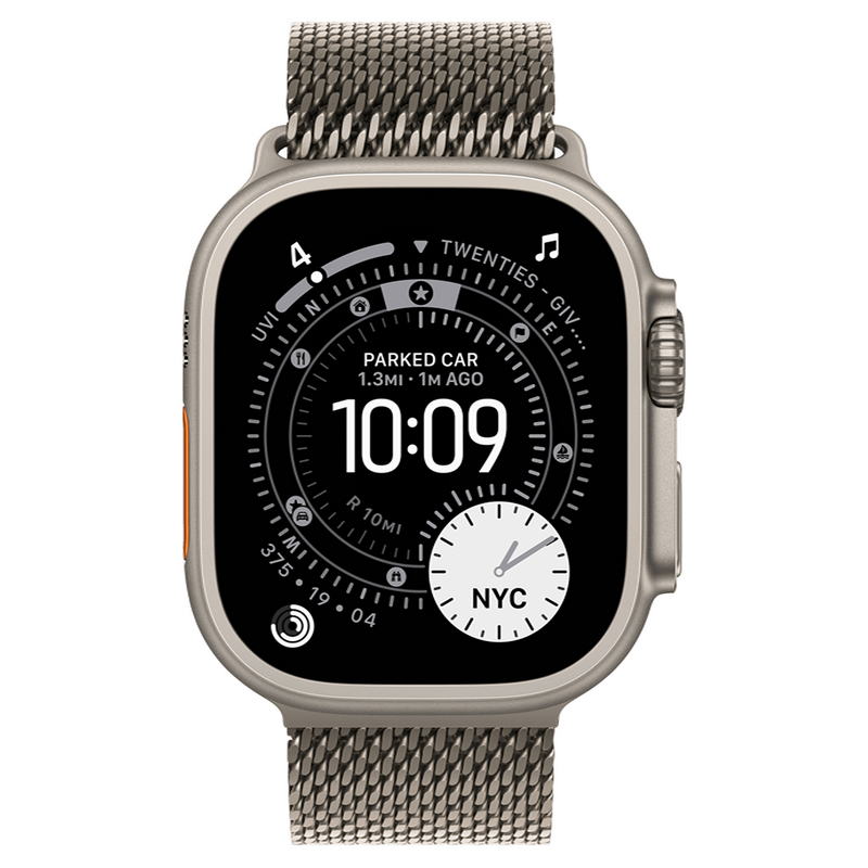 Apple Watch Ultra 3 GPS + Cellular 49mm Natural Titanium Case with Natural Titanium Milanese Loop - Medium (MEWY4) - фото 1