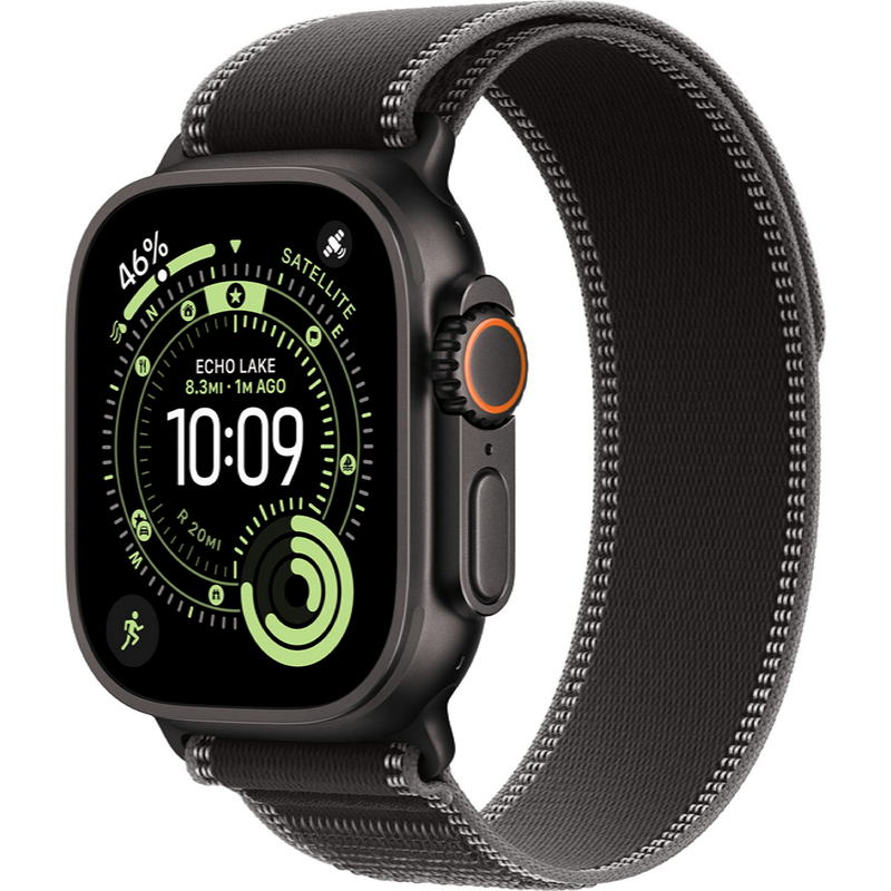 Apple Watch Ultra 3 GPS + Cellular 49mm Black Titanium Case with Black/Charcoal Trail Loop - M/L (MF1H4)