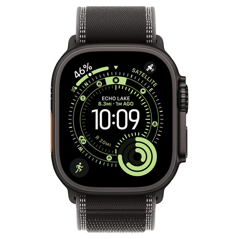 Apple Watch Ultra 3 GPS + Cellular 49mm Black Titanium Case with Black/Charcoal Trail Loop - M/L (MF1H4) - фото 1