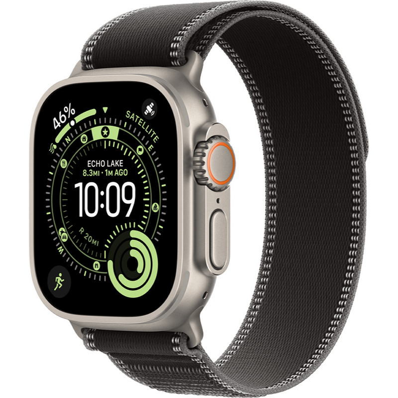 Apple Watch Ultra 3 GPS + Cellular 49mm Natural Titanium Case with Black/Charcoal Trail Loop - M/L (MF1V4+MFT94)
